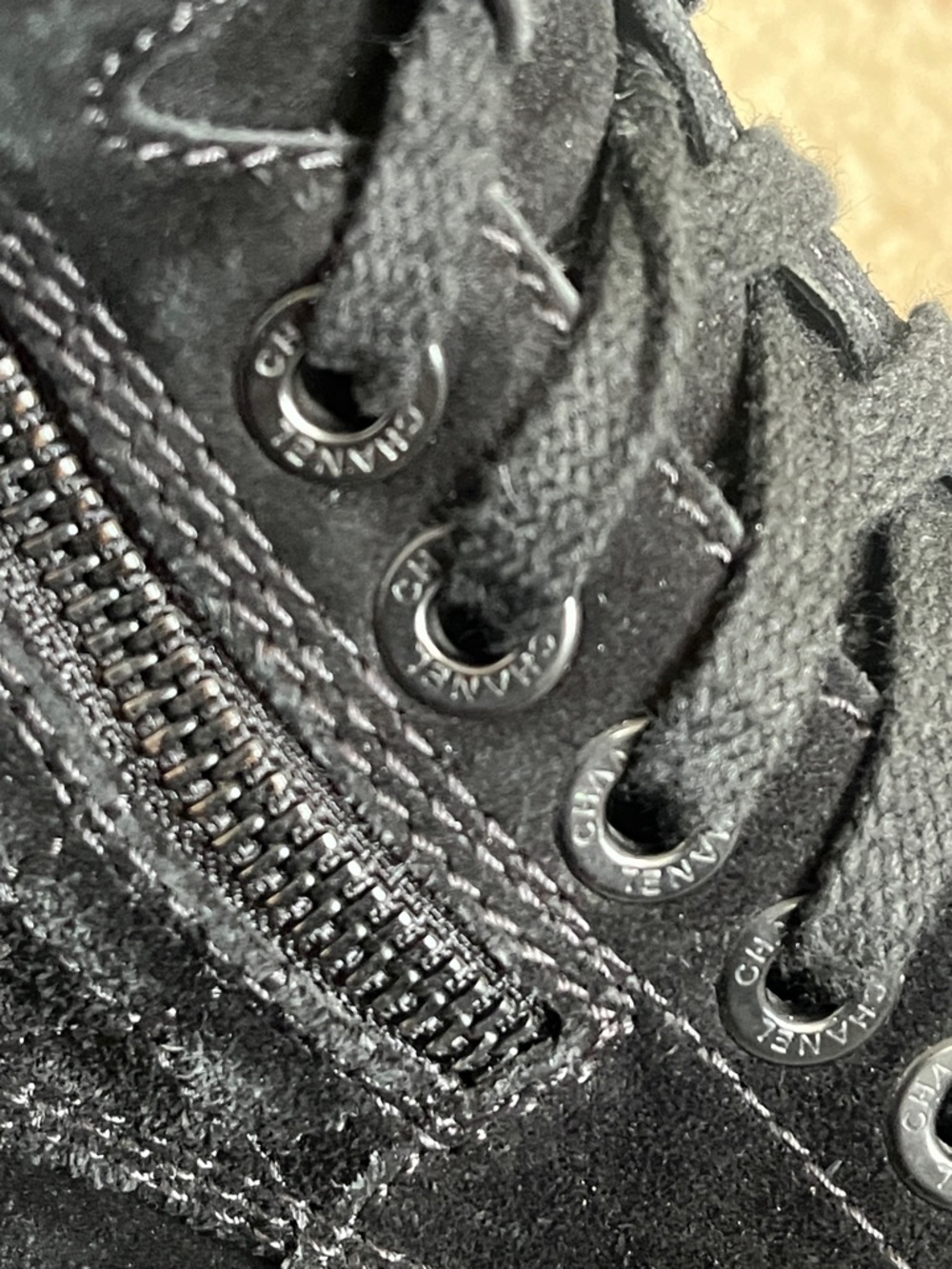 CHANEL Black Suede combat  Boots - Picture 13 of 14